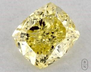 This cushion modified cut 0.27 carat Fancy Intense Yellow color si1 clarity has a diamond grading report from GIA